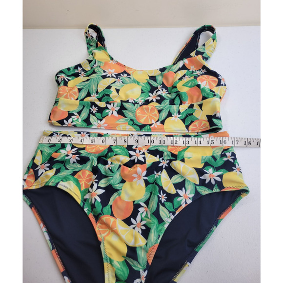 Old Navy Yellow Orange Citrus 2-Piece Bathing Suit Swim Swimsuit Women's Size XL - Picture 4 of 16